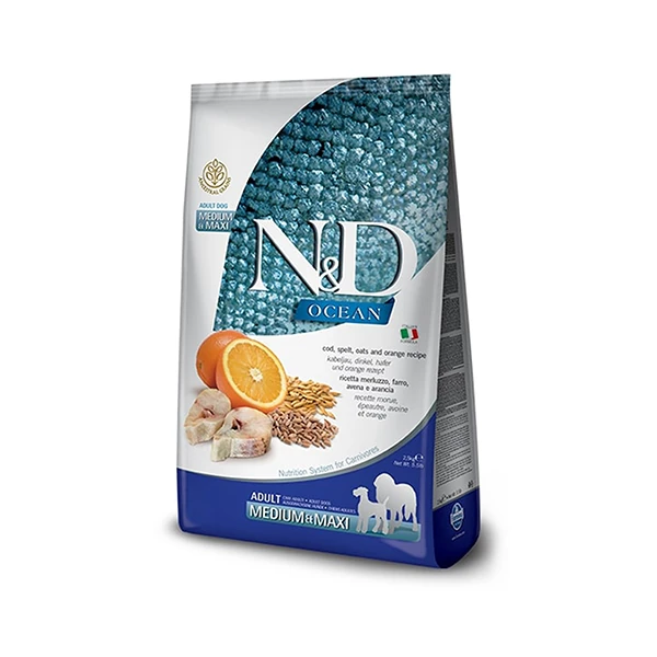 [PND0250067] N&D Ocean Düşük Tahıllı Balıklı Orta ve Büyük Irk Yetişkin Köpek Maması (2.5 Kg)