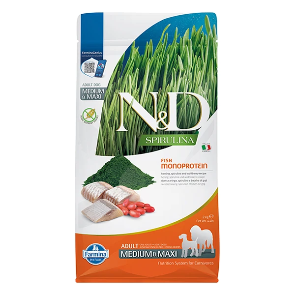 [PND0200012] N&D Spirulina Ringa Balıklı Medium Maxi Yetişkin Köpek Maması (2 Kg)