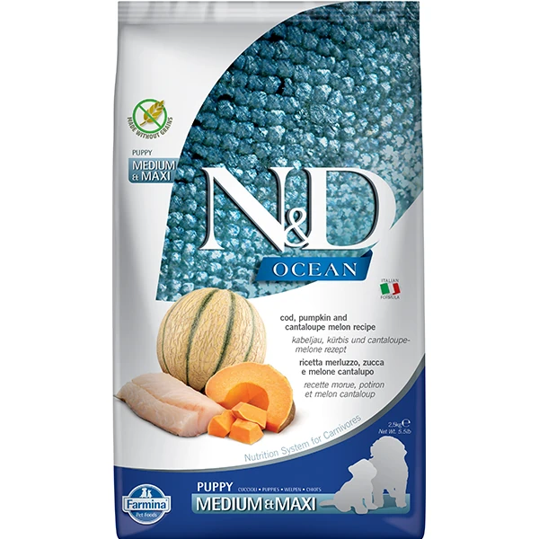 [8010276038807] N&D Ocean Morina Balıklı Büyük ve Orta Irk Yavru Köpek Maması (2.5 Kg)