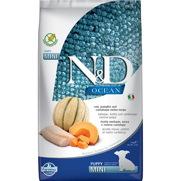 [8010276038791] N&D Ocean Morina Balığı Balkabağı ve Kavunlu Yavru Köpek Maması (2.5 Kg)