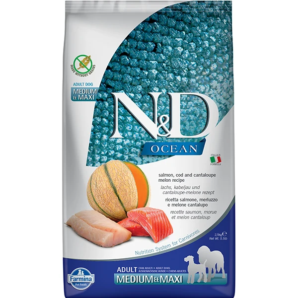 [8010276039316] N&D Ocean Somon ve Morina Balıklı Yetişkin Köpek Maması (2.5 Kg)