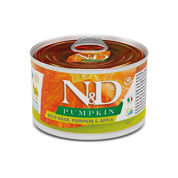 [PND140010] N&D Pumpkin Yaban Domuzu Elmalı ve Balkabaklı Mini Irk Konserve Yaş Köpek Maması (140 Gr, 1 Adet)