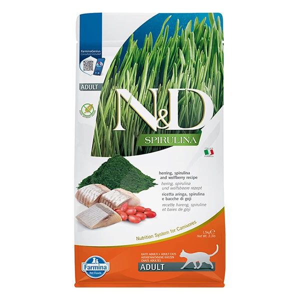 [PND0150076] N&D Spirulina Ringa Balıklı ve Kurt Üzümlü Tahılsız Yetişkin Kedi Maması