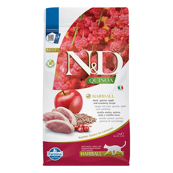 [PND0150078] N&D Quinoa Hairball Ördek Etli Kinoa ve Elmalı Yetişkin Kedi Maması