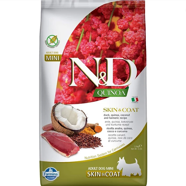 [8010276040107] N&D Quinoa Skin Coat Ördekli Mini Yetişkin Köpek Maması (2.5 Kg)