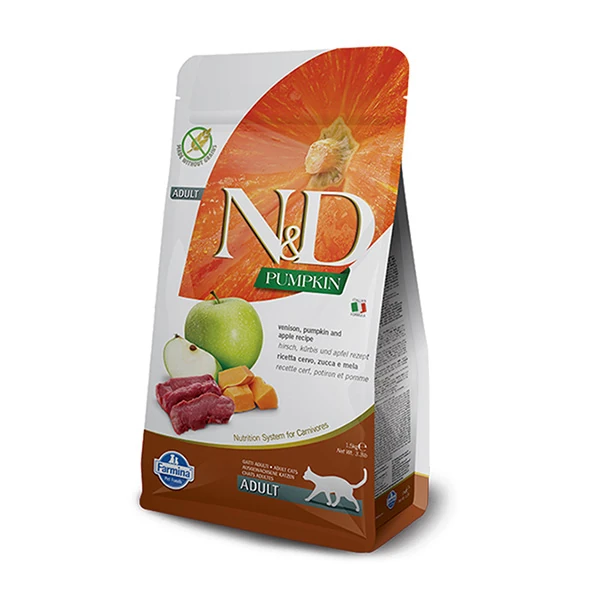 [8010276036148] N&D Pumpkin Balkabaklı Geyik Etli ve Elmalı Yetişkin Kedi Maması (5 Kg)