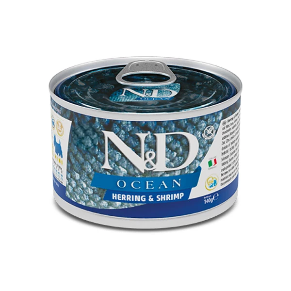 [PND140002] N&D Ocean Ringa Balığı ve Karidesli Mini Irk Konserve Yaş Köpek Maması (1 Adet)
