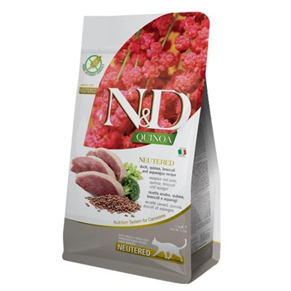 [8010276038685] N&D Quinoa Ördekli ve Brokolili Kısırlaştırılmış Kedi Maması (5 Kg)