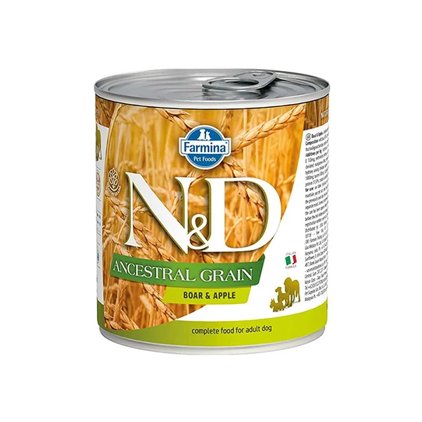 [PND285023] N&D Ancestral Grain Tahılsız Yaban Domuzu ve Elmalı Konserve Yaş Köpek Maması (1 Adet)