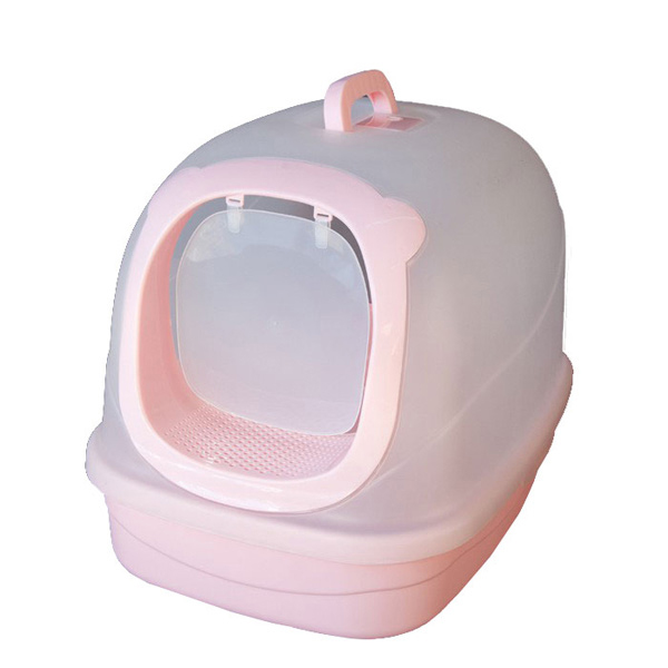 [830-K70P] Qh Pet Cage Pet Zone Filtreli Kapalı Kedi Tuvalet Kabı (Pembe)