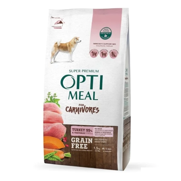 [459-D0590] Optimeal Tahılsız Hindi Etli ve Sebzeli Tüm Irklar için Yetişkin Köpek Maması (1.5 Kg)