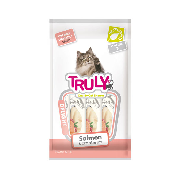 [445-RAC5-34] Truly Somonlu ve Kızılcık Meyveli Sıvı Kedi Ödül Maması 6x420 Gr (5 Adet)