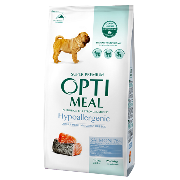[459-D6592] Optimeal Hypoalerjenik Orta ve Büyük Irklar için Somonlu Yetişkin Köpek Maması (1.5 Kg)