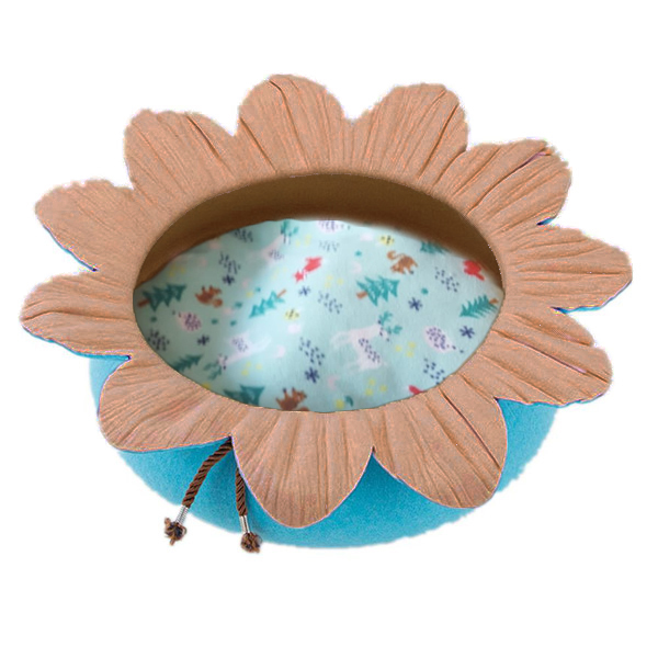 [677-EE061-MK] Pets Çiçek Şekilli Kedi Yatağı 50x15 Cm (Kahverengi/Mavi)