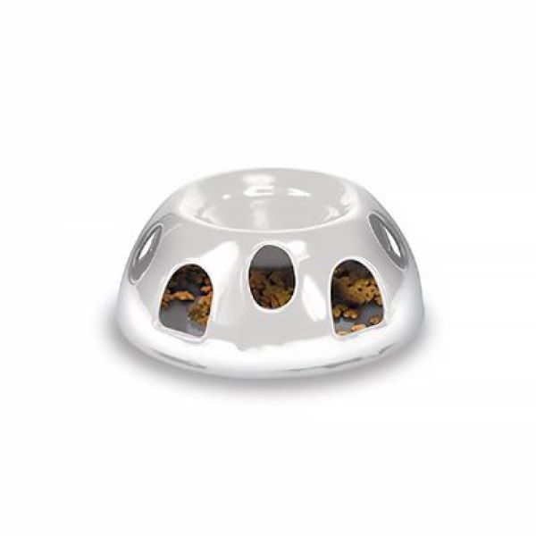 [677-P2005W] Pets Yavaş Yeme Seramik Kedi Mama Kabı (Beyaz)