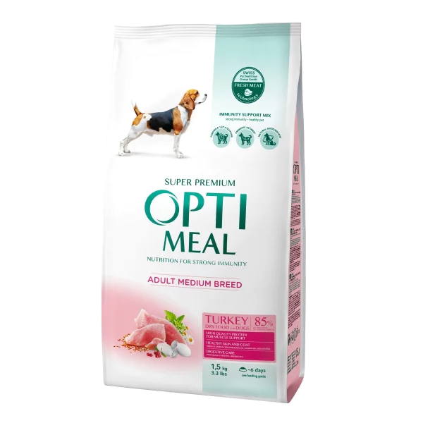 [459-D0540] Optimeal Orta Irklar için Hindi Etli Yetişkin Köpek Maması (1.5 Kg)