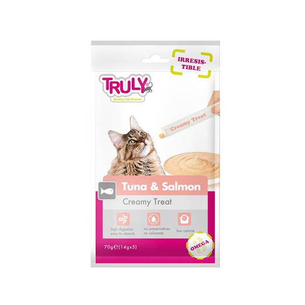 [445-RA-52] Truly Ton Balıklı ve Somon Balıklı Sıvı Kedi Ödülü 6x70 Gr (5 Adet)