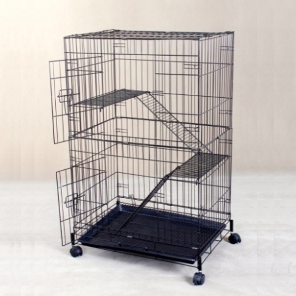 [830-LJM181L-BHY] Qh Pet Cage Kedi Kafesi 3 Katlı Dövme (76x46x112 Cm)