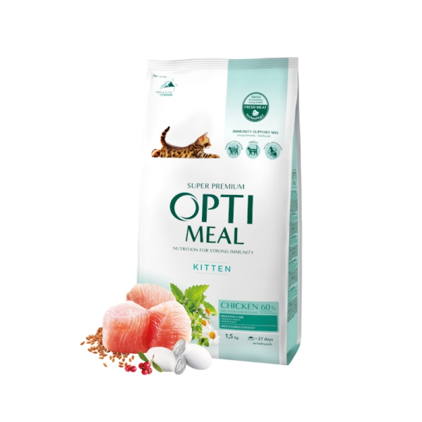 [459-C6966] Optimeal Süper Premium Kitten Tavuklu Yavru Kedi Maması (1.5 Kg)