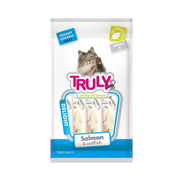 [445-RAC5-44] Truly Somonlu ve Morina Balıklı Sıvı Kedi Ödül Maması 6x420 Gr (5 Adet)