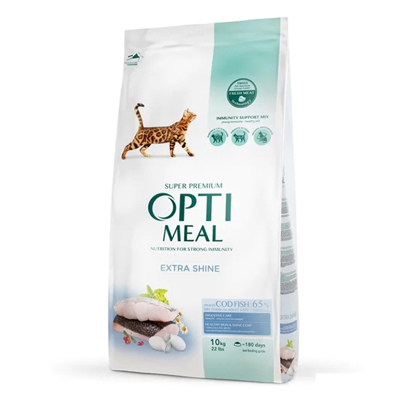 [459-C6446] Optimeal Extra Shine Morina Balıklı Yetişkin Kedi Maması (10 Kg)