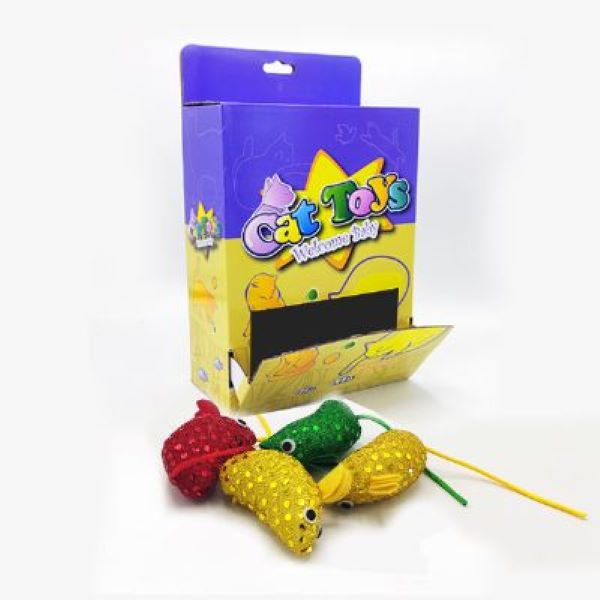 [782-CT13019] Wonpet Fare Pullu Parlak Yumuşak Kedi Oyuncağı