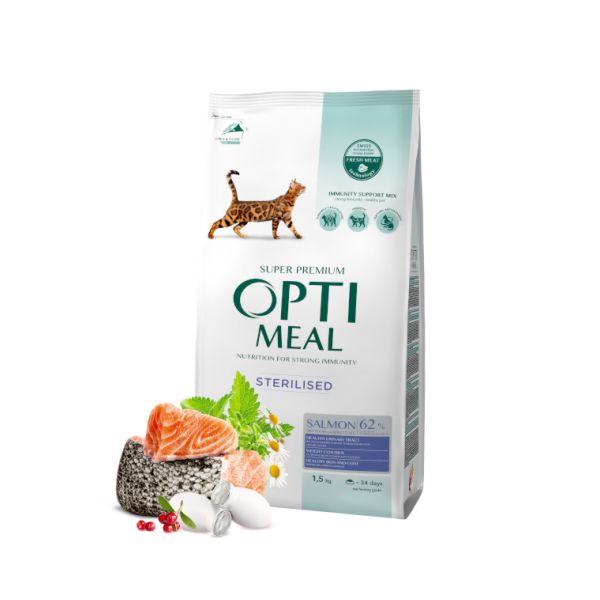 [459-C6816] Optimeal Sterilised Somonlu Kısırlaştırılmış Yetişkin Kedi Maması (1.5 Kg)