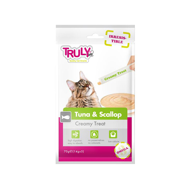 [445-RA-51] Truly Ton Balıklı ve Deniz Taraklı Sıvı Kedi Ödülü 6x70 Gr (5 Adet)