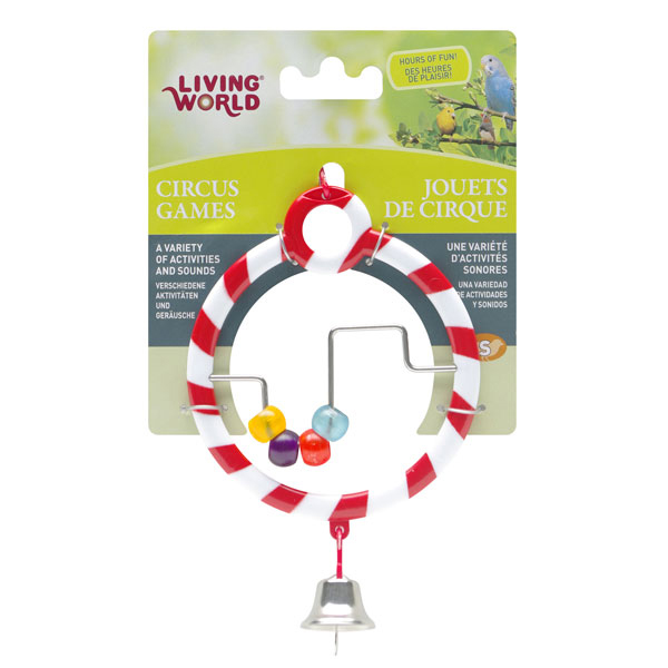 [700-80941] Living World Kuş Zilli Boncuklu Halka Oyuncağı (Beyaz/Kırmızı)