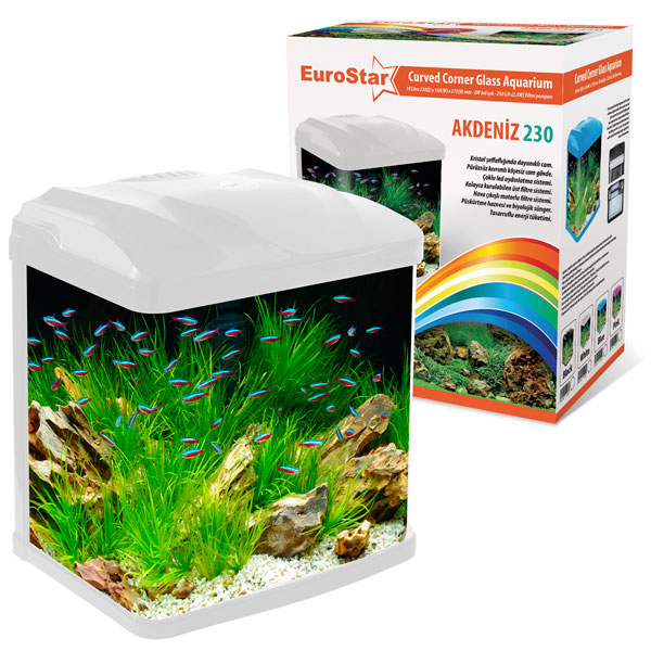 [452-1100] Euro Star Akdeniz Akvaryum Led 23x16x27.5 Cm (Beyaz, 2W)