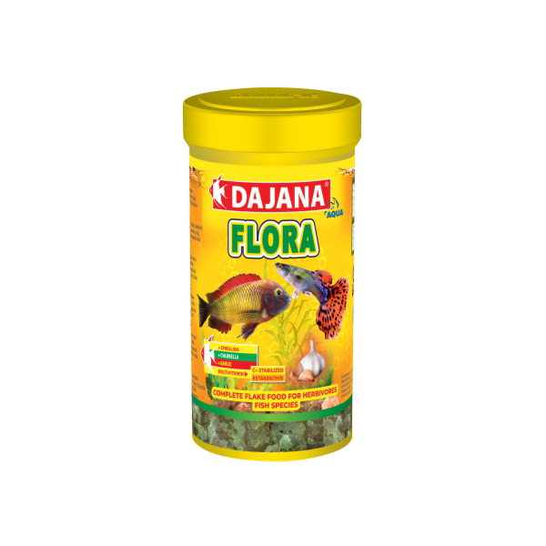 [410-DP013B2] Dajana Flora Garlic Spirulina ve Chlorella Flakes Akvaryum Balık Yemi (50 Gr, 100 Ml)