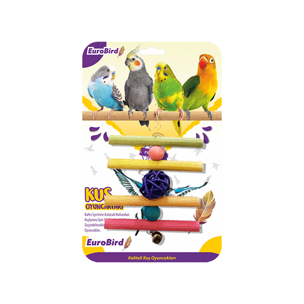 [453-3634] Euro Bird Dörtlü Tahta Merdiven Kuş Oyuncağı