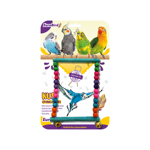 [453-3616] Euro Bird Boncuklu Dikdörtgen Salıncak Kuş Oyuncağı