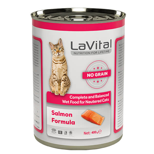 [802-000002] Lavital Sterilised Tahılsız Somonlu Kısır Konserve Kedi Maması (1 Adet)