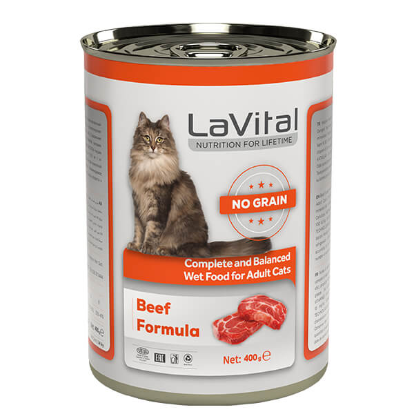 [802-000004] Lavital Adult Tahılsız Biftekli Yetişkin Konserve Kedi Maması (1 Adet)