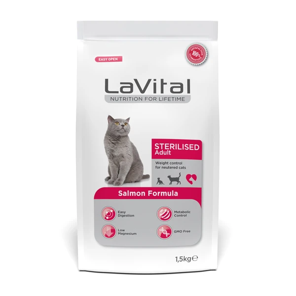 [800-103842] Lavital Sterilised Somonlu Kısırlaştırılmış Kedi Maması (1.5 Kg)