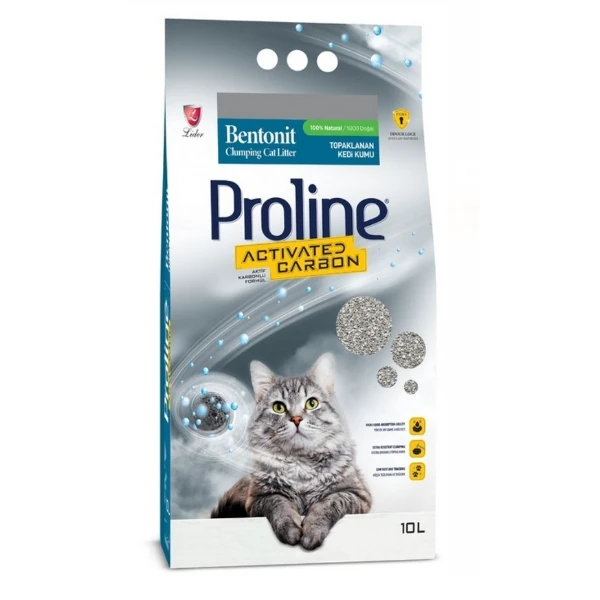 [TT-036] Proline Aktif Karbonlu Topaklanan Doğal Kedi Kumu (10 Lt)