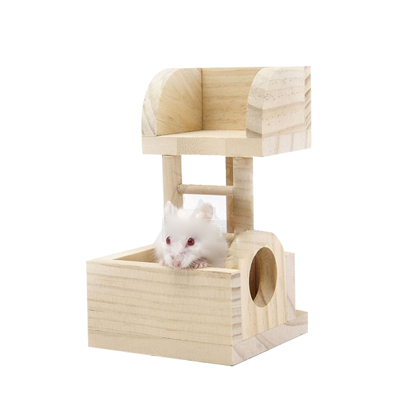 [677-RJ126] Carno Kemirgen Hamster Oyuncağı Naturel Ahşap Gözcü Kulesi