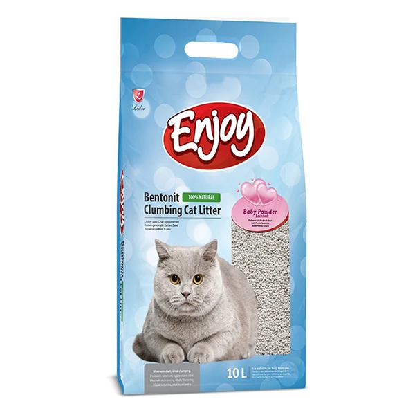 [TT-083] Enjoy Topaklanan Bebek Pudra Kokulu Bentonit Doğal Kedi Kumu (1 Adet)