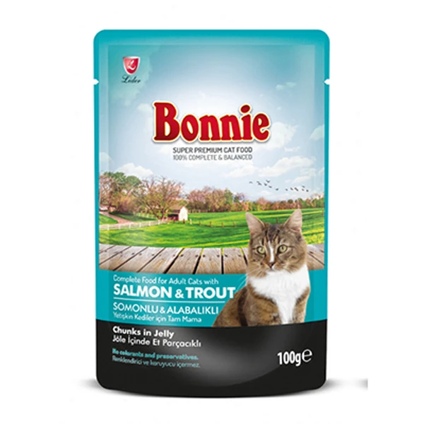 [BNK-090] Bonnie Somonlu Alabalıklı Pouch Jelly Yetişkin Kedi Konserve Maması (1 Adet)