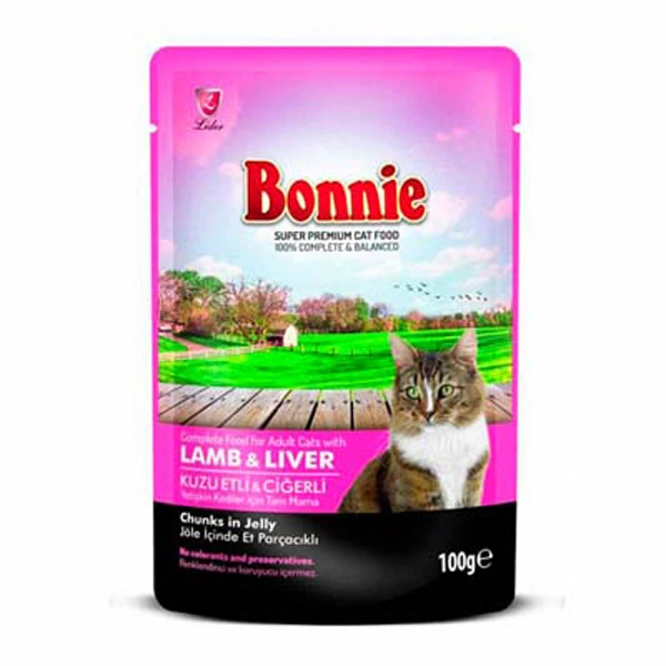 [BNK-092] Bonnie Puppy Kuzu Etli ve Ciğerli Pouch Yetişkin Konserve Kedi Maması (1 Adet)