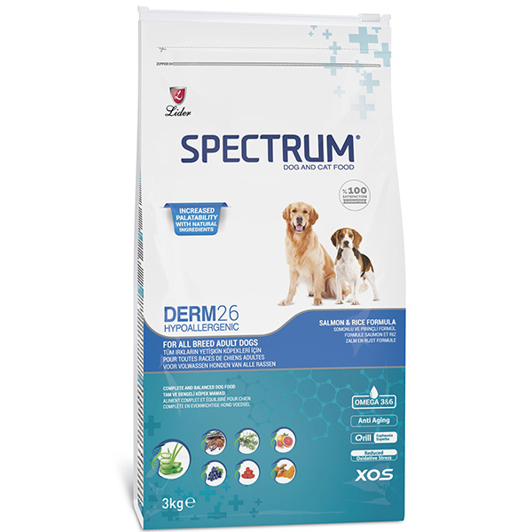 [SPC-22] Spectrum Derm26 Hipoalerjenik Somonlu Yetişkin Köpek Maması 3 Kg