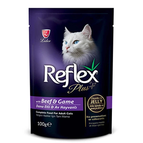 [RFK-004] Reflex Plus Biftek ve Av Hayvanlı Pouch Yetişkin Konserve Kedi Maması (1 Adet)