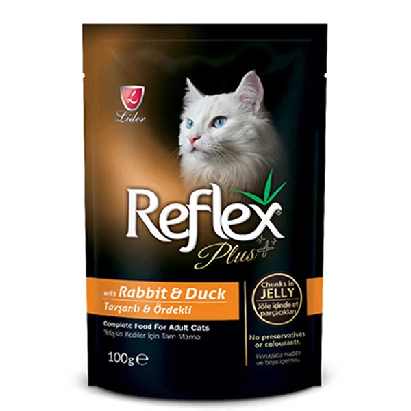 [RFK-008] Reflex Plus Pouch Tavşan ve Ördekli Yetişkin Kedi Konservesi (1 Adet)