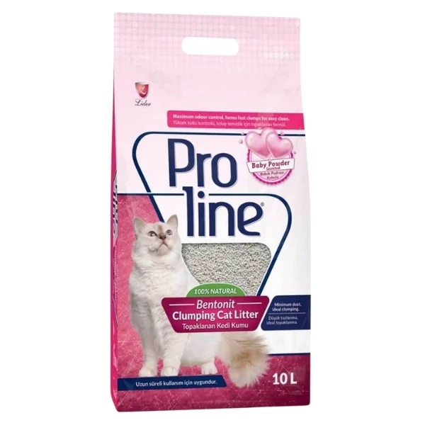 [TT-008] Proline Bebek Pudralı Topaklanan Bentonit Kedi Kumu İnce (10 Lt, 1 Adet)