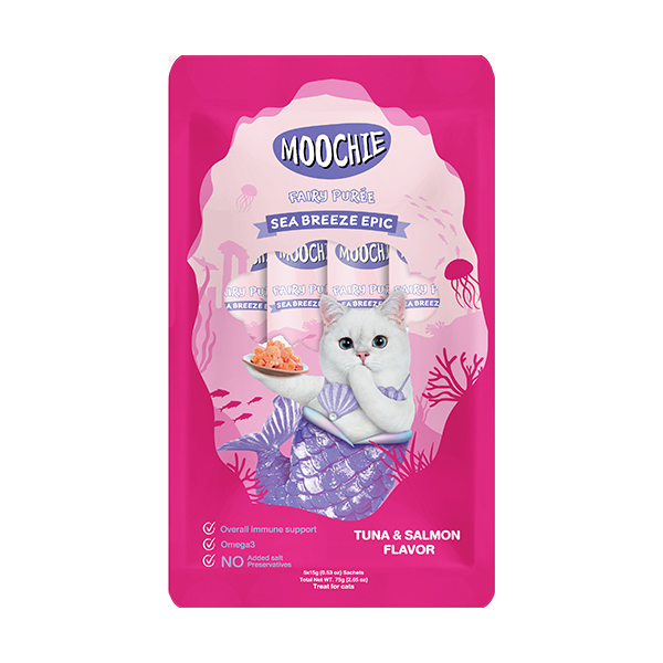 [446-C0170] Moochie Ton Balıklı ve Somonlu Sıvı Kedi Ödülü 6x15 Gr (5 Adet)