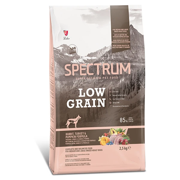 [SPL-009] Spectrum Düşük Tahıllı Tavşanlı Hindili ve Bal Kabaklı Orta ve Büyük Irk Yetişkin Köpek Maması (2.5 Kg)