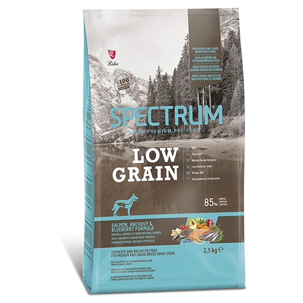 [SPL-006] Spectrum Düşük Tahıllı Somonlu Hamsili ve Yaban Mersinli Orta ve Büyük Irk Yetişkin Köpek Maması (2.5 Kg)