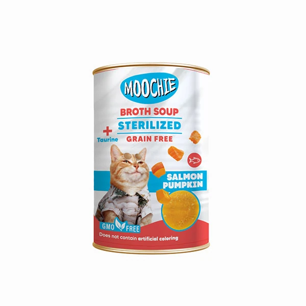 [446-CB0570] Moochie Et Suyu İçerisinde Somon Balıklı ve Balkabaklı Çorba Kısır Kedi Ödülü (1 Adet)