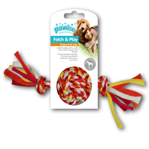 [679-14877] Pawise Köpek Renkli 2 Düğümlü İp Top Oyuncağı (20 Cm)